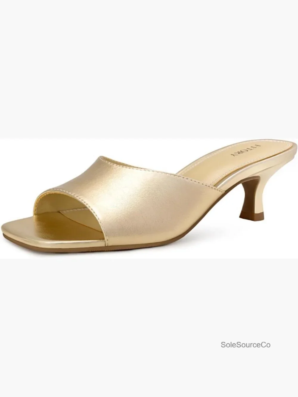 Kitten Heel Sandals Square Open Toe Slides Elastic Strap Dressy Summer Shoes